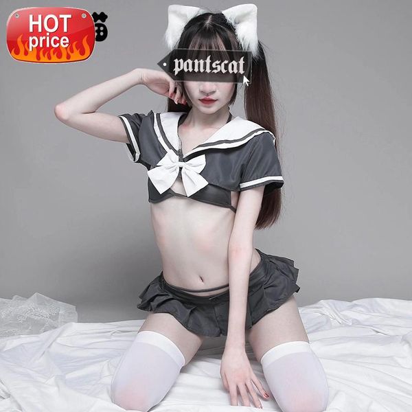 

japanese cute sailor costume cheerleader schoolgirl lingerie mini skirt school girl costumes women maid cosplay halloween #ss0j, Black;white