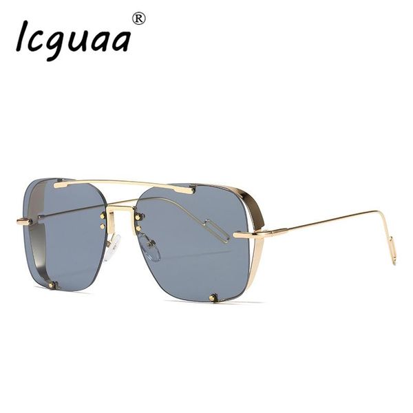 

sunglasses oversize steampunk square gradient lens eyewear trendy metal punk large sun glasses lunette de soleil, White;black