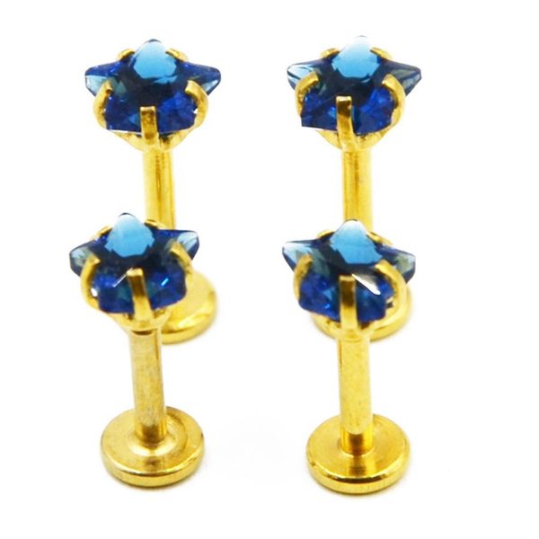 

bog-1pcs gold plate star gem zircon labret blue satr ear tragus cartilage earring body piercing jewelry for women q bbyqog, Silver