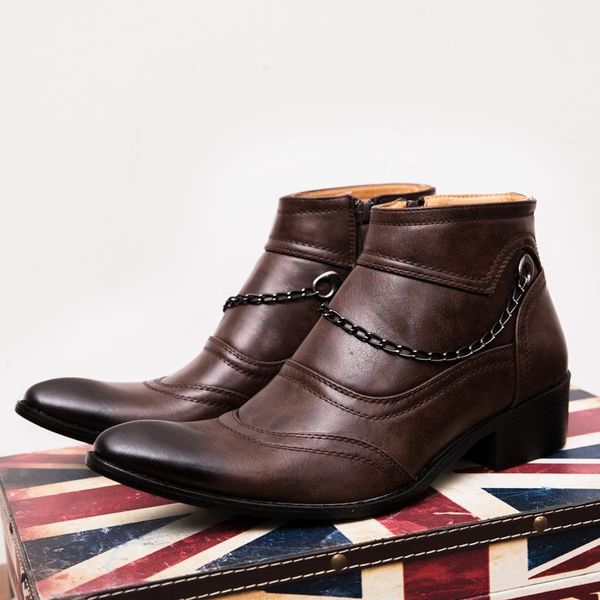 

men boots casual leather autumn shoes vintage ankle boots men lace up footwear fashion comfortable luxury shoes botas hombre1, Black