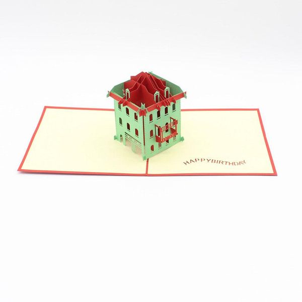 

3d handmade architecture green villa paper greeting cards postcard with envelope different birthday gift wmtauw mywjqq