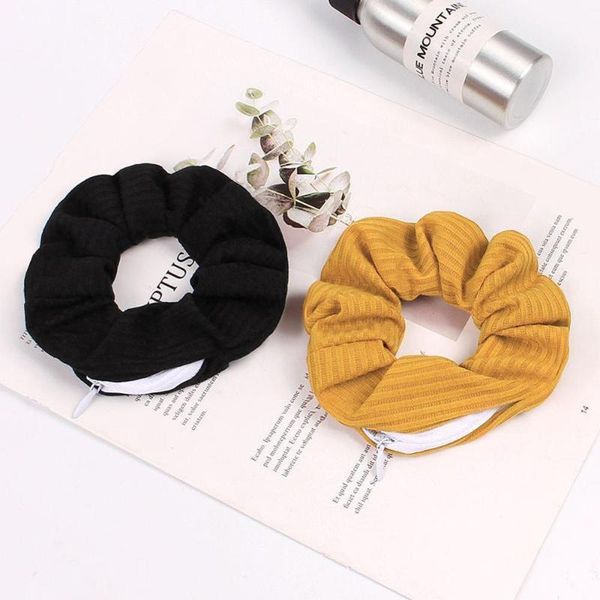 

hair accessories velvet scrunchies zipper women scrunchy elastic bands girls headwear ponytail holder ties small bag