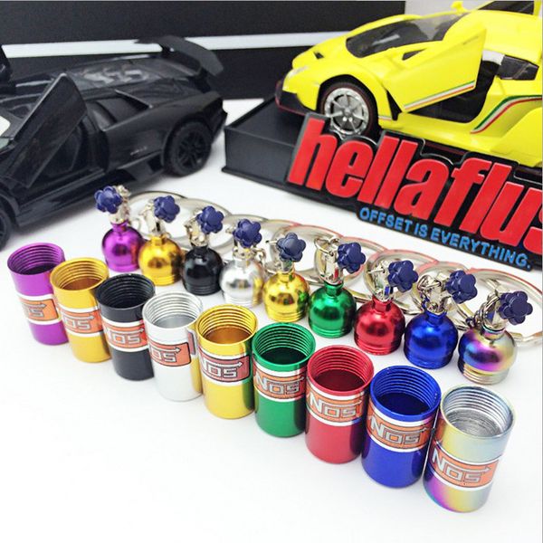 

metal nos turbo nitrogen bottle new chain key ring holder car keychain pendant jewelry for women men unique mini key, Silver