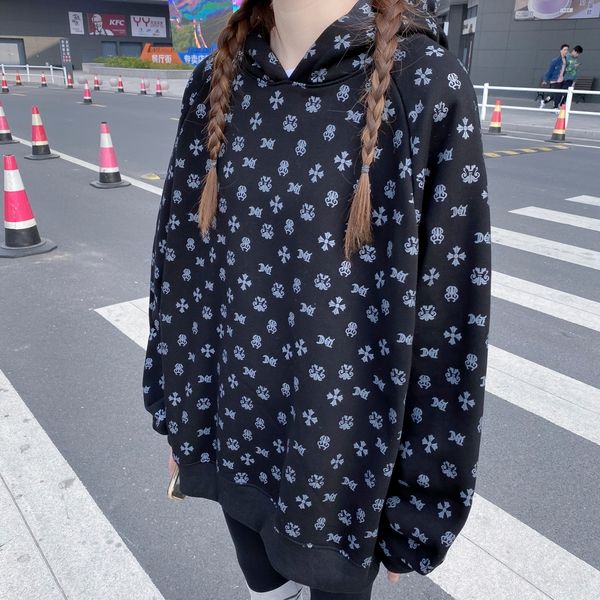 

men's and women's velvety hoodie and cross, Black