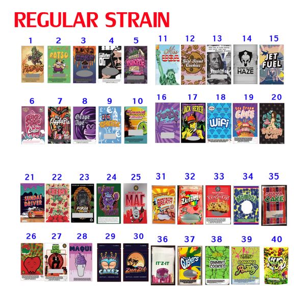 

40 kinds 3.5g mylar bags jokes up regular strains gurilla glue purple punch og kush ice cream cake zkittlez wedding cake kush