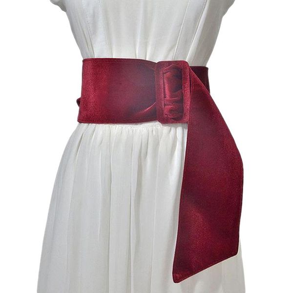 

2020 new women faux suede leather waistband square-ring wide belt good matching lady's dress girdle buckle soft waistband, Black;brown