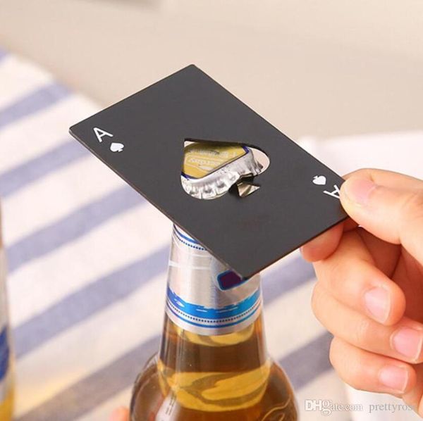 Kreativer Poker-Karten-Bier-Flaschenöffner, personalisierbar, lustig, Edelstahl-Karte, Flaschenöffner, Pik-Karte, Bar-Werkzeug