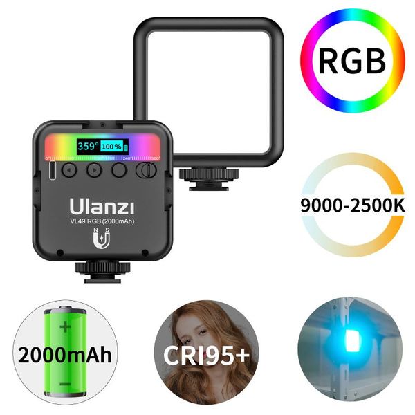 

lamp rgb pocket camera video led light pgraphy fill light 2500k-9000k dimmable cri95+built-in battery with cold shoe mounts