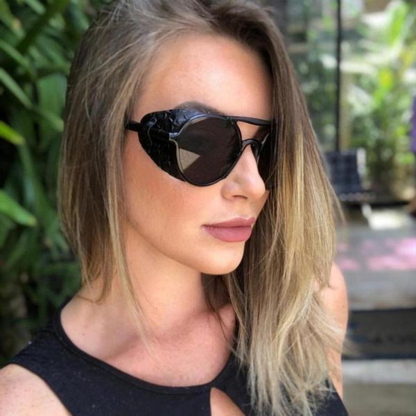 

sunglasses round steampunk women black shades brand designer fashion for female male retro eyewear, White;black