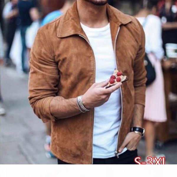

fashion men's suede leather jacket slim biker motorcycle jacket coat outwear trendy streetwear 2020, Black;brown