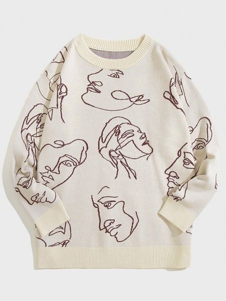 

men figure pattern sweater 160o#, White;black
