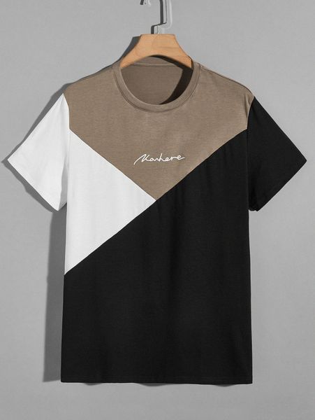 

men letter print round neck tee e3bw#, White;black