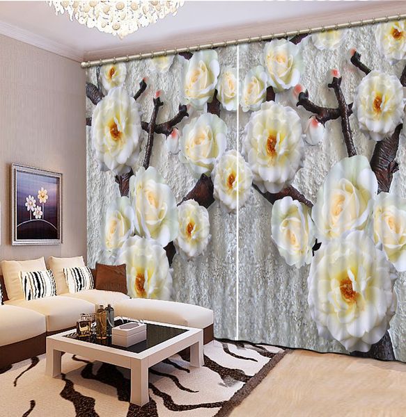 

curtains with garden white chrysanthemum luxury blackout 3d window curtain living room bedroom drapes cortina customized size