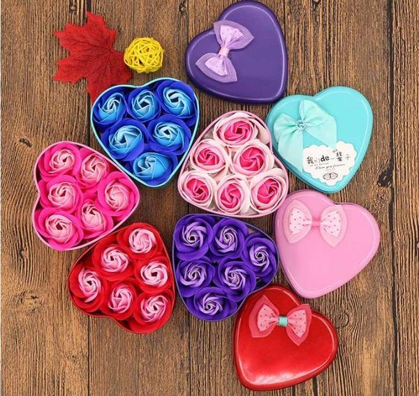 Kreative Seifenblumen-Geschenkbox, Valentinstagsgeschenk, Valentinstag-Dekoration, Rosenblume, herzförmige Blechdose SN3620