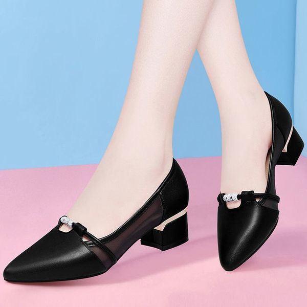 2022 летние женщины платье обувь Med каблуки сетки насосы указанные носки лодочные туфли срезанные дышащие дамы свадебные ботинки сандалии 9192N