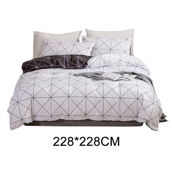 

3pcs soft pillow cases thickened bedding comfortable polyester with zipper closure bed sheet geometric printed duvet cover set