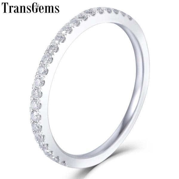

transgem 14k 585 white gold half eternity wedding with 23 pieces moissanite stone wedding ring for women y200620, Slivery;golden