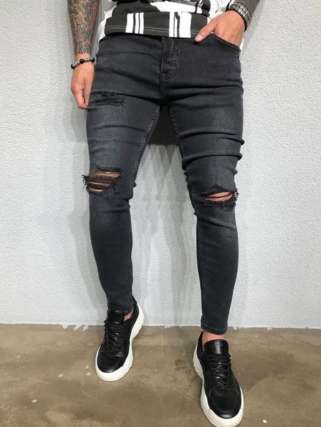 

men ripped washed skinny jeans m1sl#, Blue