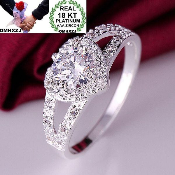 

omhxzj wholesale european fashion woman man party wedding gift luxury heart white zircon 18kt white gold ring rr641, Golden;silver