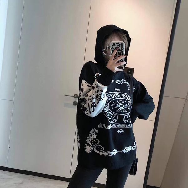 

high end 9998 fashion trend sanskrit jacquard languid hoodie, White;black