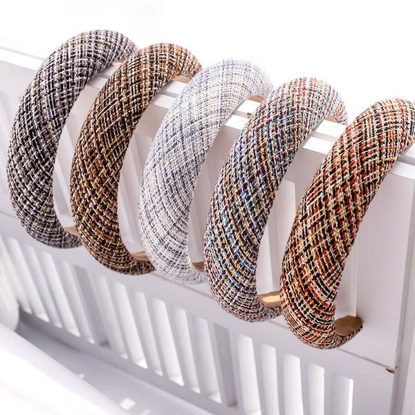 

hair accessories plaid woolen fabric sponge hairband headband for women girls