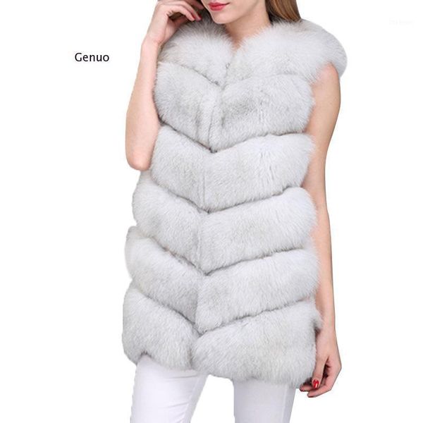 

autumn winter warm vest coat high-grade faux fur coat jacket fashion women import vest women long outwear1, Black