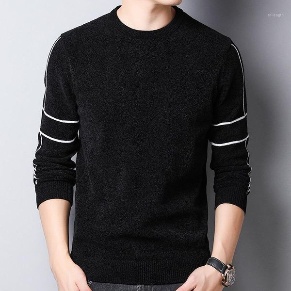 

new models from europe and america crew o neck sweater padded knit pullover slim men's clothes1, White;black
