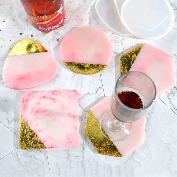 

epoxy resin silicone molds nordic style geometric shape round square jewelry placement plate diy tableware coaster mould