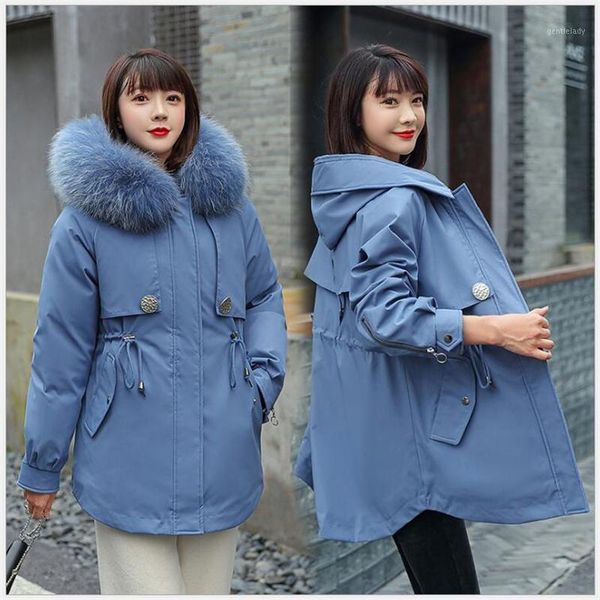 

women's down & parkas fake fur collar winter female jacket 2021 fashion women coat casual parka warm hooded removable inside r8401, Black
