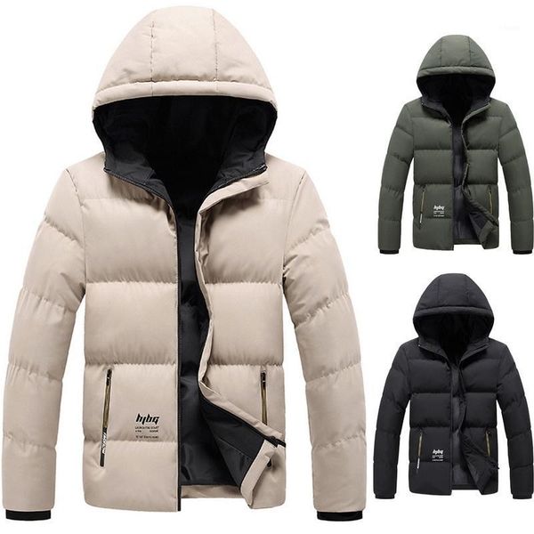 

men's winter hooded cotton padded clothes heavy down jacket thicken solid color jacket elderly people hoodies zipper coat1, Black