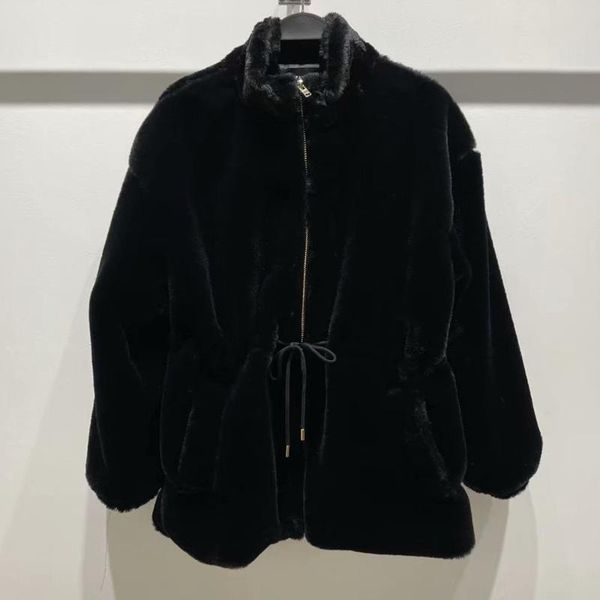 

women's jackets year winter 2021 faux fur coat slim warm jacket long for soft outwear, Black;brown