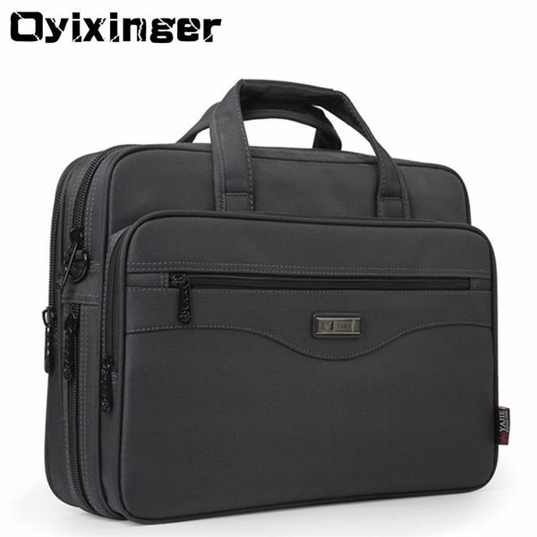 

oyixinger men briefcase lapbags good nylon cloth multifunction waterproof 15.6" handbags business shoulder men's office bags lj201