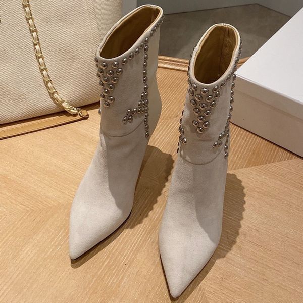 

women's velvet 2020 fashion pointed to elastic toe ankle shoes autumn and winter high-heeled boots feminine 8g0l, Black