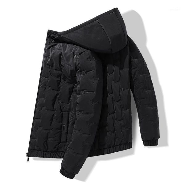 

men's down & parkas winter men solid color brand quality men's hooded warm cotton thick jacket male fashion casual parka coat clot, Black