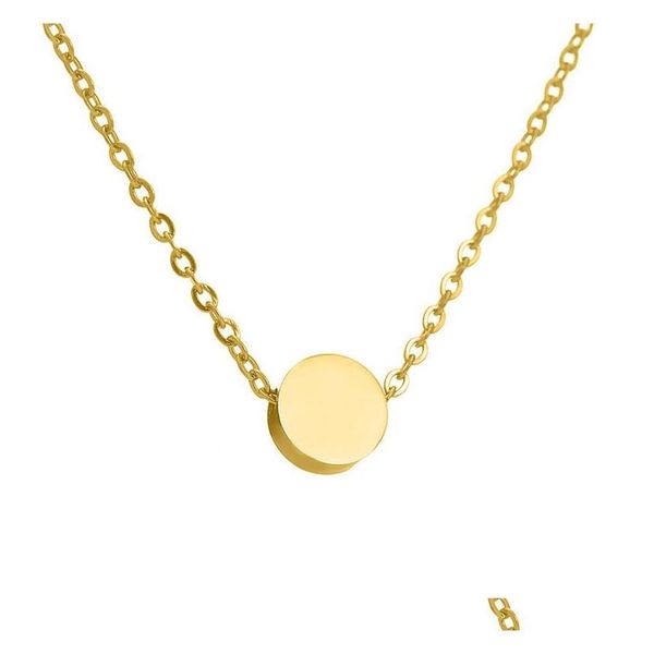 

initial round dot pendant choker necklace 18k gold plated stainless steel necklace women's fashion jewelry support customization hzpmw, Silver