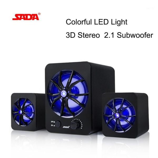 

sada 3d stereo 2.1 subwoofer computer speaker usb wired combination speaker led bass music player subwoofer for pc tv1