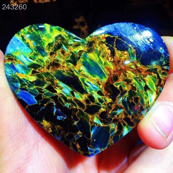 

blue yellow natural pietersite female cat eye pendant 53x43.3x8.5mm heart love glue certified drop of water jewelry aaaaaaaaaaaaaaa bxty, Silver