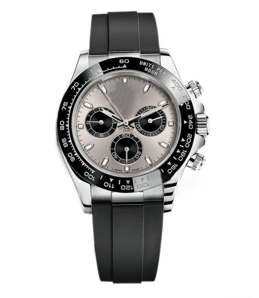 

designer men's watch, 2813 movement, sport watch, stainless steel case, rubber strap, folding buckle, ceramic bezel, automatic, Slivery;brown