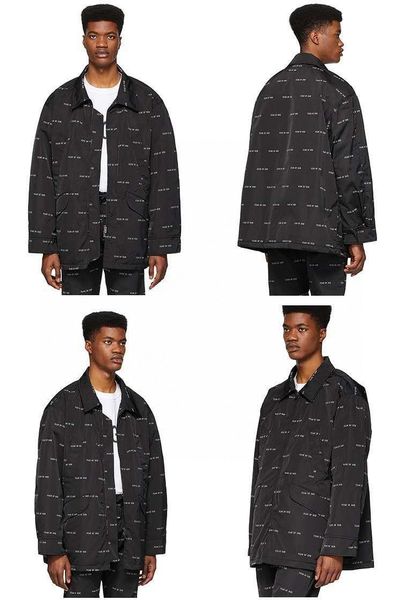 

new cotton clothing fear of god season 6 main line bullet screen full printed cotton-padded jacket high street loose fog cotton coat jacket, Black
