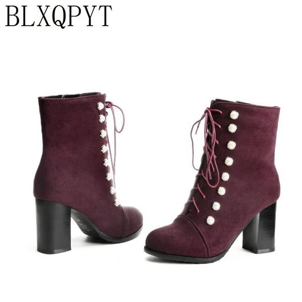 

boots blxqpyt big size 34-48 ankle for women fashion high heels 8cm winter autumn party wedding shoes pumps 08-19, Black