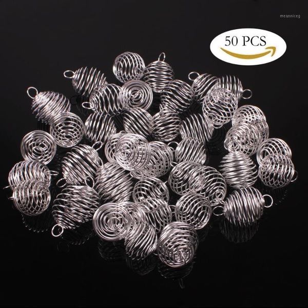 

50pcs diy jewelry making sier plated spiral bead cage charms pendants for women men accessories 20x25mm,25x30mm1, Black