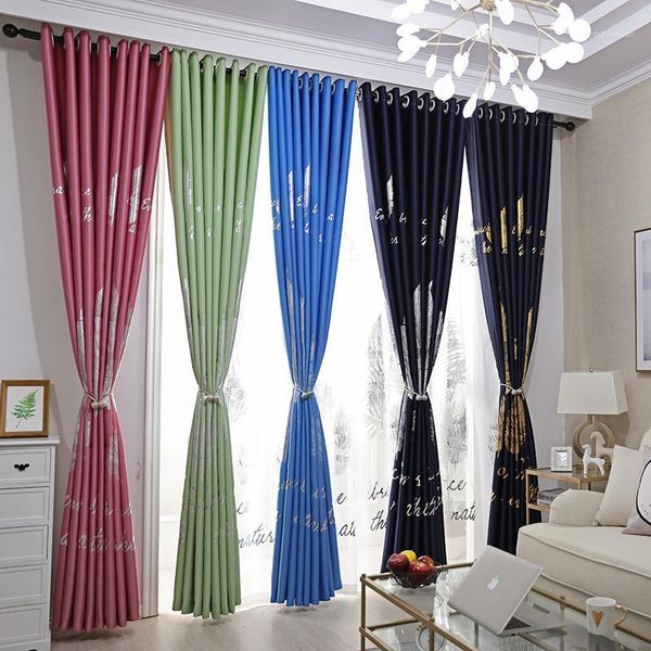 Perde Drapes Modern Basit Blanched Gümüş Yaprak Gölgelendirme Perdeler Oturma Odası Yatak Odası.1