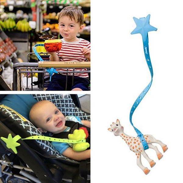 

non-toxic baby star pacifier chain strap silicone stroller hook baby stroller toy holder for infant toddler baby accessories