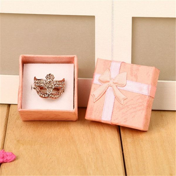 

gift jewelry display 4x4x3cm cute packaging bowknot box red pink purple blue earrrings ring boxes wholesale