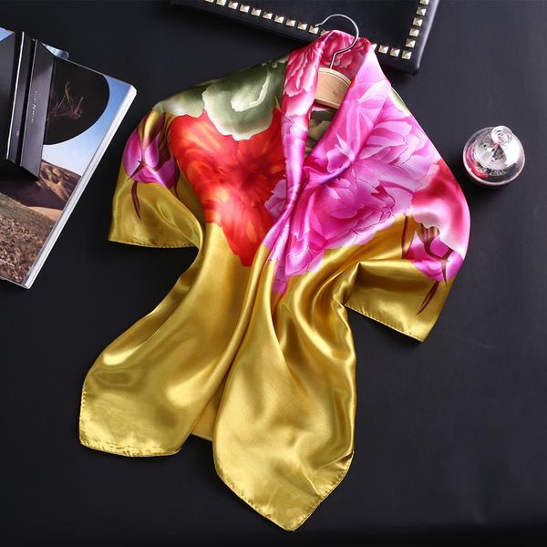 

роскошь 2020 женский шелковый головой шарф женская большая квадратная атласная хиджаб шарфы для дам фулярная печать шеи шарфы бандана wmtpui, Blue;gray