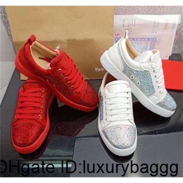 

quality 2020 newset diamond red rivet high low cut suede for men women casual shoes crystal leather sneakers
