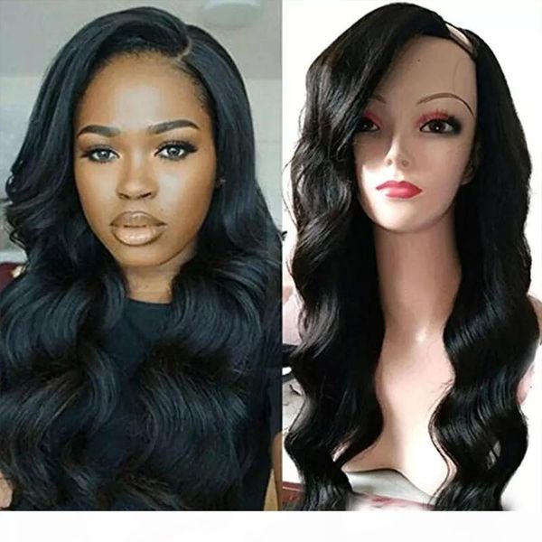 

glueless body wave u part wigs 100% human hair 100% unprocessed brazilian remy hair left side part wig for black women