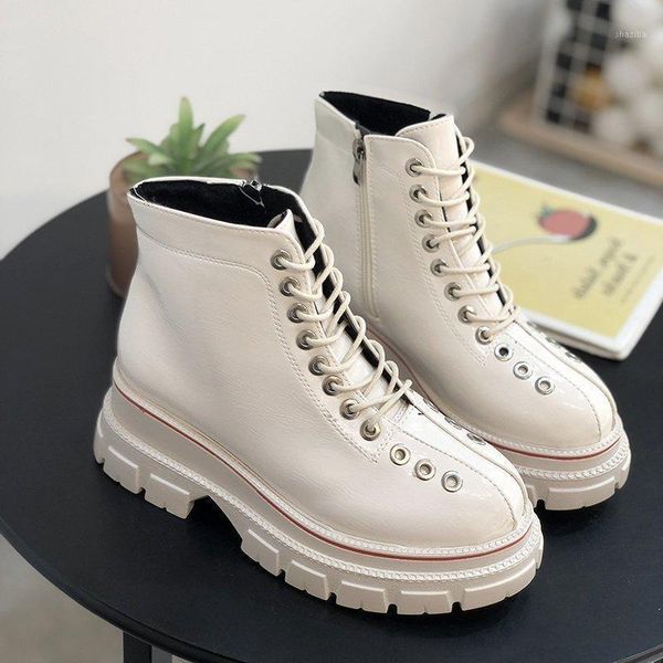 

women combat boots 2021 autumn female gothic shoes platform short boots fashion women black leather plush ankle1