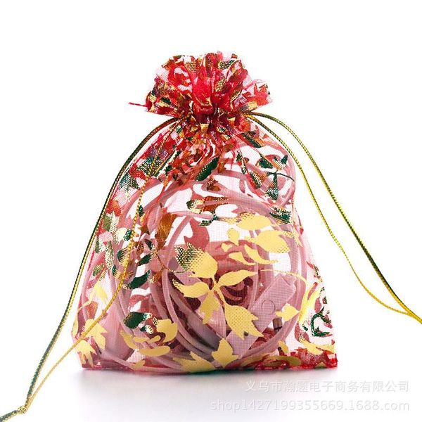 

100pcs organza gauze bags gift packaging jewelry package gilt bunchhole organza pearl bag multi size rose bags colorful choose wmtyoe