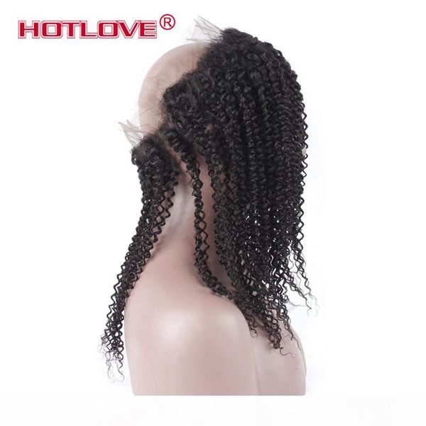 

ove 360 lace frontal closure with baby hair 22*4*2 inch afro kinky curly brazilian virgin curly wave peruvian malaysian indian mongolian, Black;brown